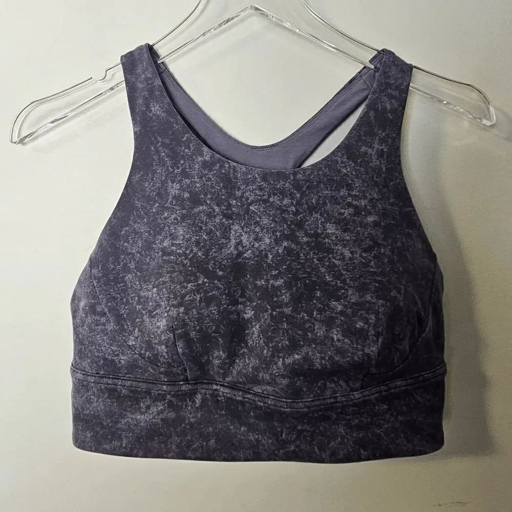 Lululemon Wunder Train Longline Sport Bra Women's Gray Size 8 Hideaway Camo Luna